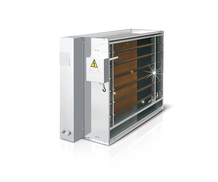 Metal heat-exchanger assembly with exposed pipework.